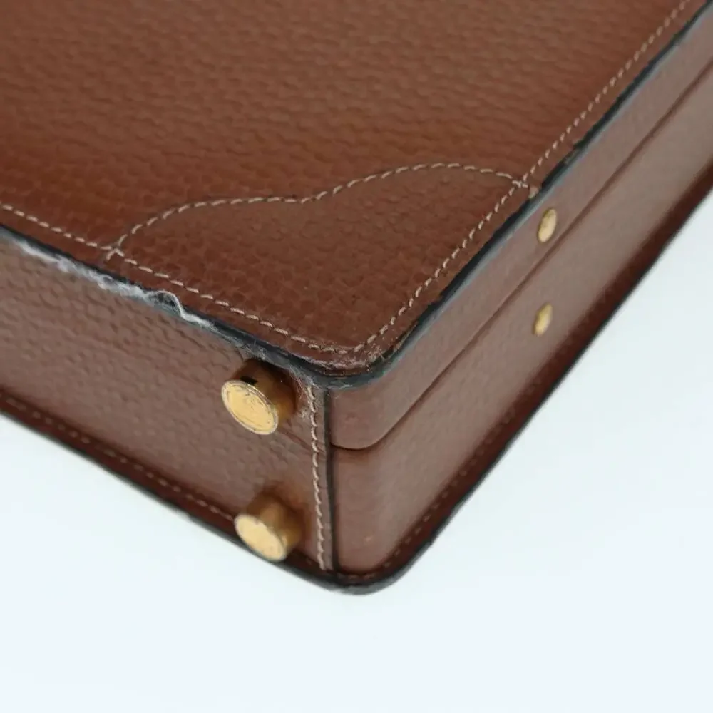 LOEWE Anagram Attache Case Trunk Leather Brown Gold